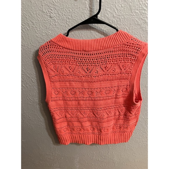 Talbots Cotton Crochet Sleeveless Sweater Vest Size  Large Coral Color Womens - Picture 7 of 9